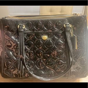 Coach black patent leather Tote